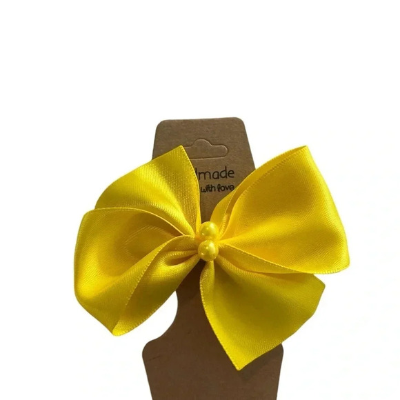 Set of 2 yellow and white handmade hair  clips - Picture 2 of 6